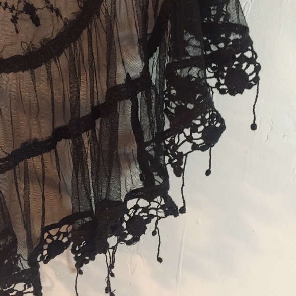 Mimi Boho Black Lace and Fringe Poncho Top - Picture 5 of 6